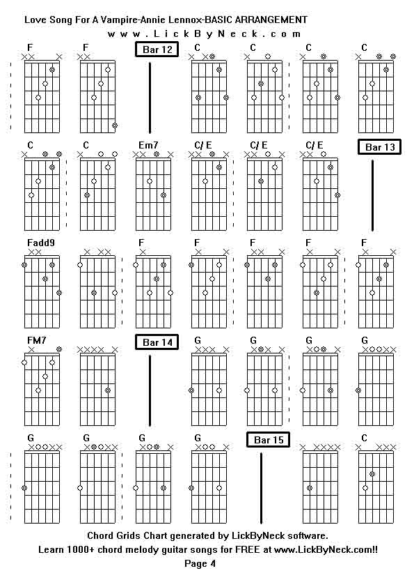 Chord Grids Chart of chord melody fingerstyle guitar song-Love Song For A Vampire-Annie Lennox-BASIC ARRANGEMENT,generated by LickByNeck software.